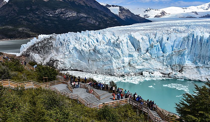 Tourists take in views of the Perito Moreno Glacier in Patagonia, Argentina