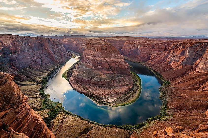 Storm clouds over the Horseshoe Bend section of the Grand Canyon