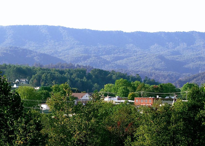 View of Mountain City and the Iron Mountains in Tennessee.