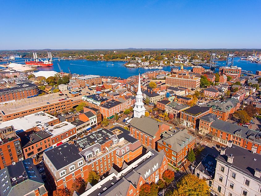 Congress Street in city of Portsmouth, New Hampshire NH, USA.