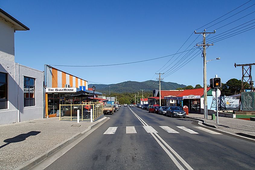 Main Street in Rosebery, Tasmania.