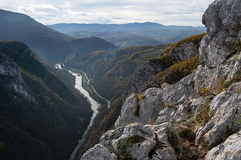 Vrbas river flowing through the mountains.