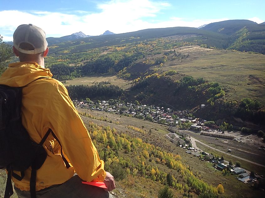 Hiker on a trail near Minturn, Colorado
