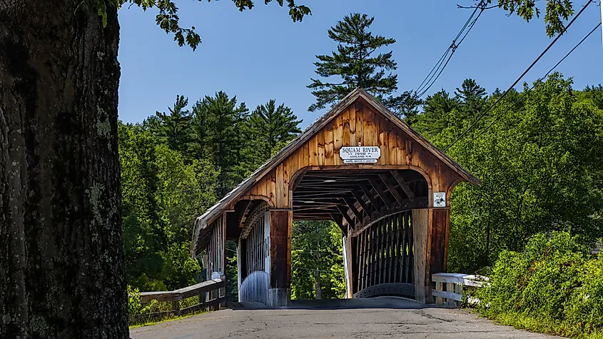 Squam River Covered Bridge in Ashland, New Hampshire.