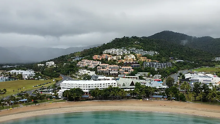 Aerial shot of Airlie Beach, Queensland, Australia.