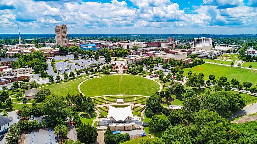 Aerial view of downtown Spartanburg, South Carolina