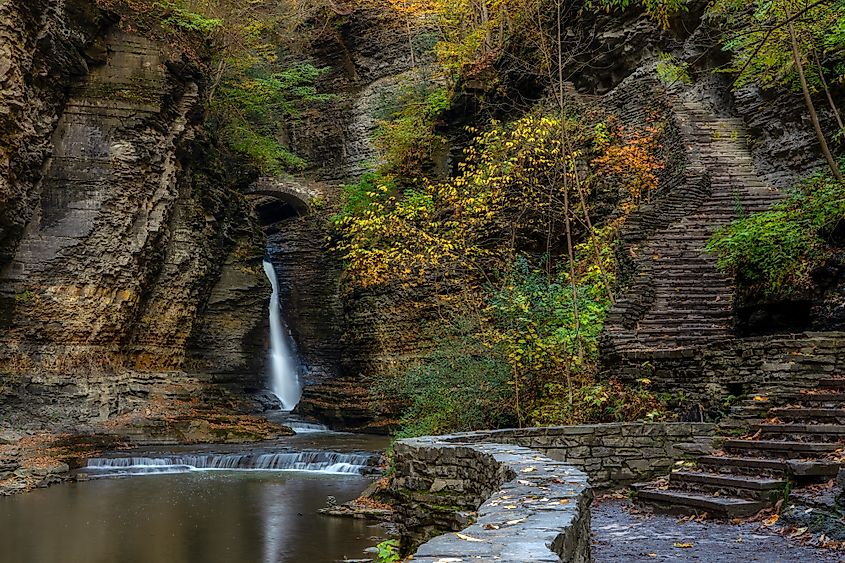 The beginning of the gorge trail at the Watkins Glen State Park in New York.