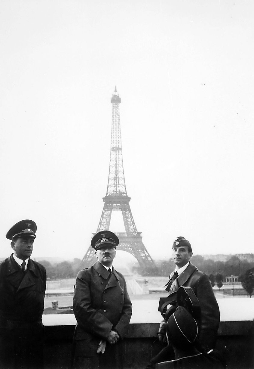 Adolf Hitler visits Paris with architect Albert Speer (left) and artist Arno Breker (right), June 23, 1940