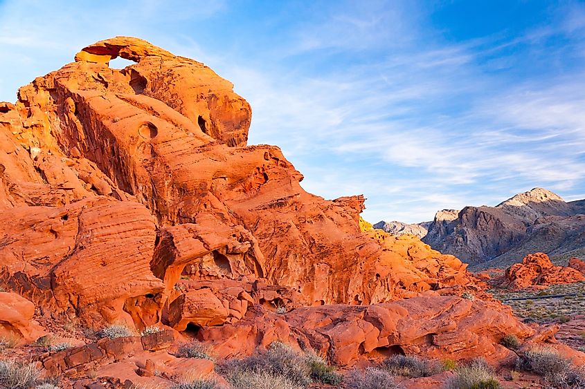 The unique red sandstone rock formations in Valley of Fire State Park, Nevada