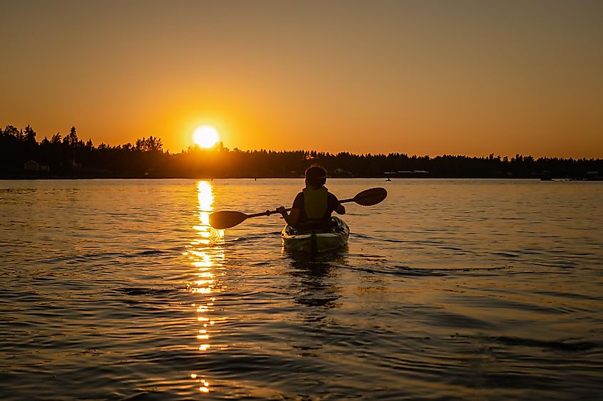 Kayaking in the midnight in Sweden