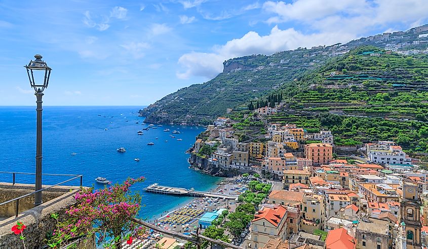 Aerial view of Minori, Italy.