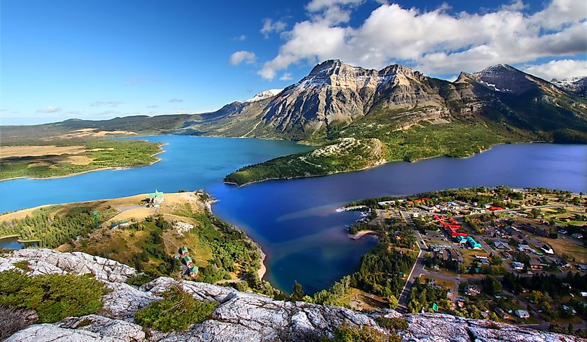 Waterton Lakes National Park in Canada seen from the Bears Hump