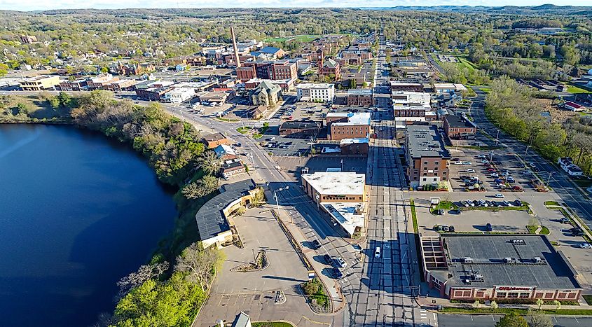 Aerial view of Menomonie, Wisconsin.