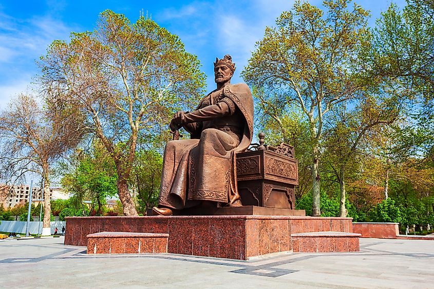 Amir Timur or Tamerlane monument in Samarkand city, Uzbekistan.
