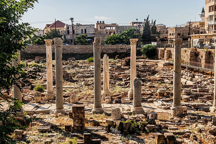 Ruins of the Egyptian port at Al Mina archaeological site in Tyre, Lebanon.