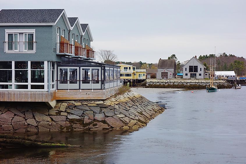 View of the coastline in Kennebunkport, Maine.