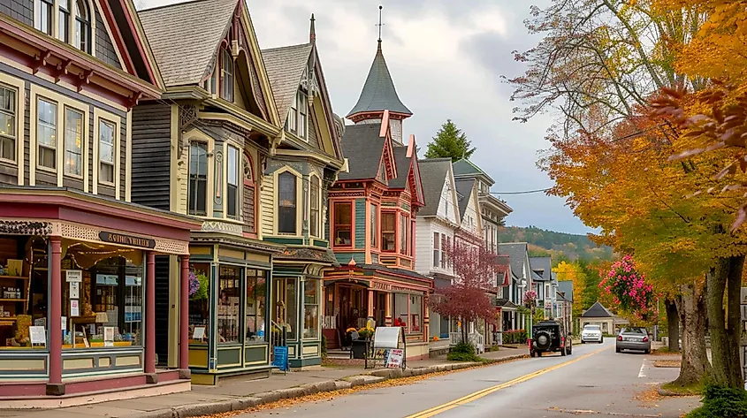 Downtown street in North Conway, New Hampshire.