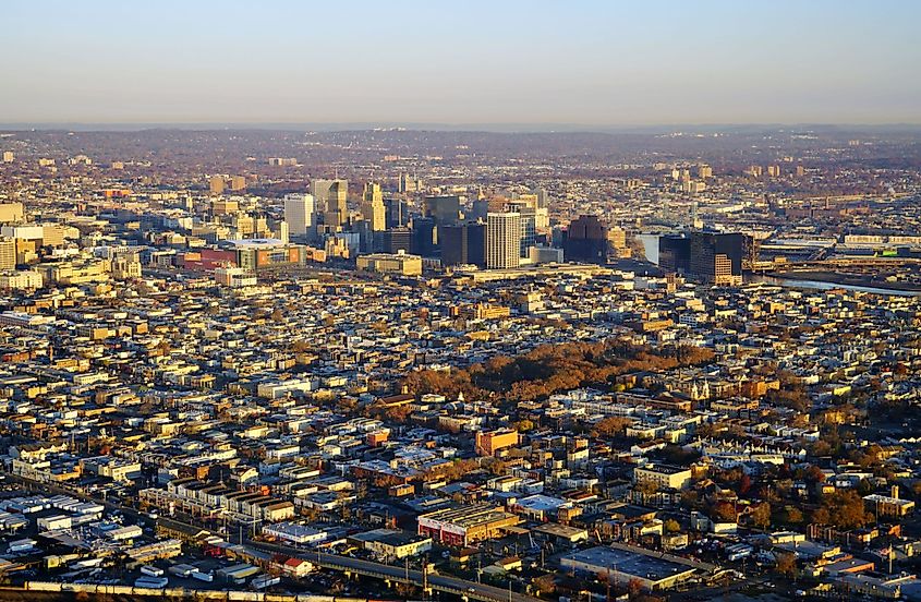 Aerial view of the city of Newark, New Jersey