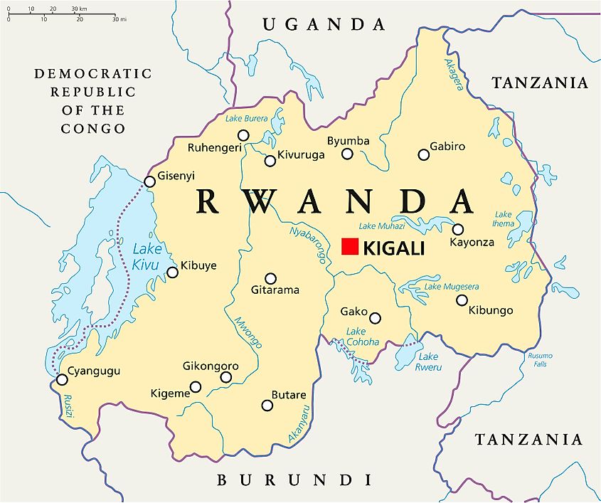 Map of Rwanda showing the location of Lake Cohoha at the Rwanda-Burundi border.