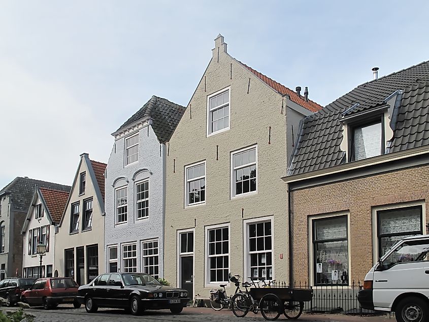 Monumental houses at the Markt, Groede, Netherlands.