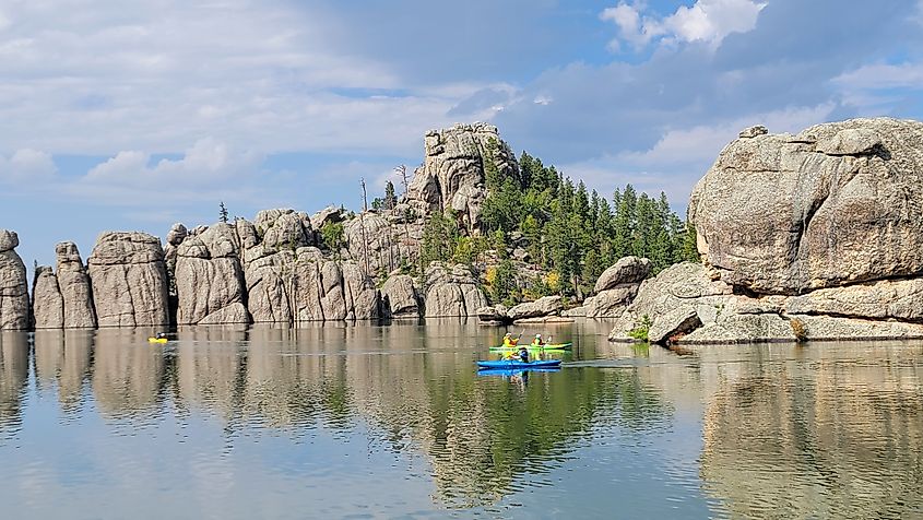 Kayakers on Sylvan Lake in Custer State Park