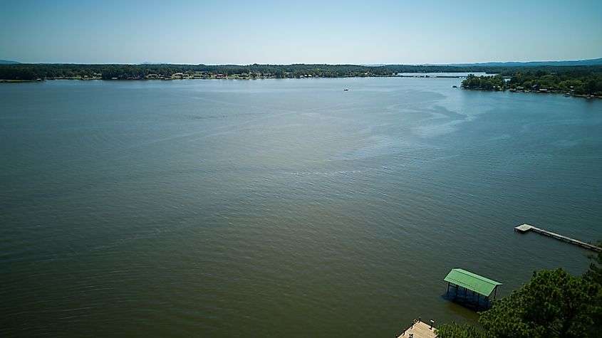 Aerial view of Weiss Lake in Alabama