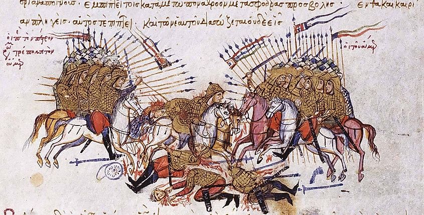 Clash between Byzantines and Arabs at the Battle of Lalakaon (863) and defeat of Amer, the emir of Malatya