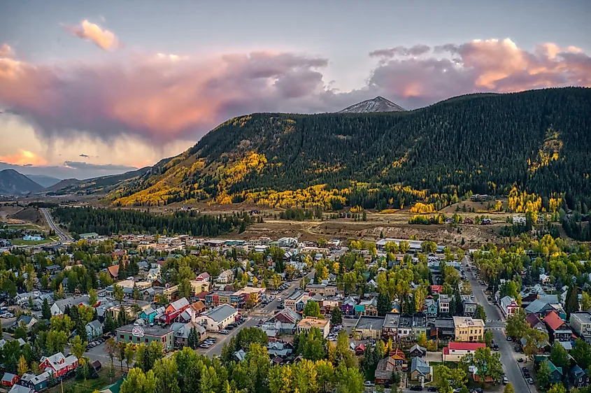 Aerial view of Crested Butte, Colorado.
