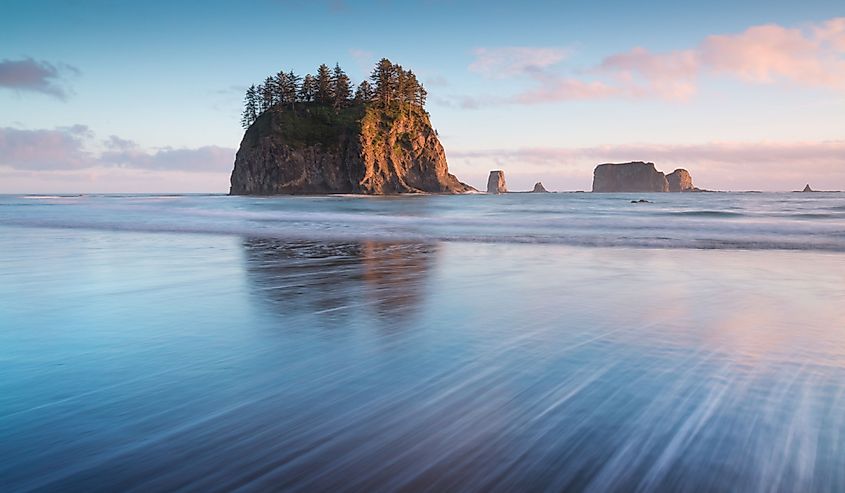 Sunset at Second Beach in La Push, Washington.