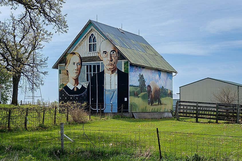 An American Gothic Barn in Mount Vernon, Iowa.