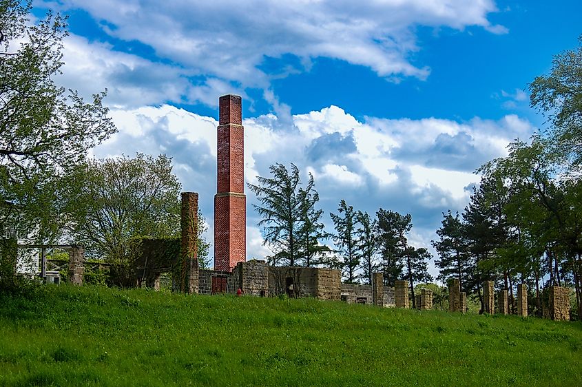 Ruins of buildings in Arthurdale, West Virginia