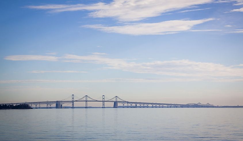 The Chesapeake Bay Bridge in Stevensville, Maryland.
