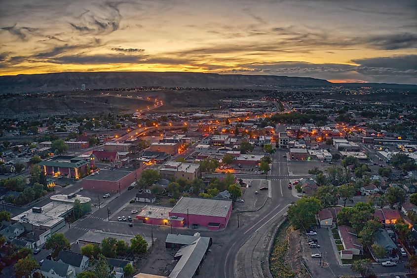 Aerial shot of Rock Springs, Wyoming.