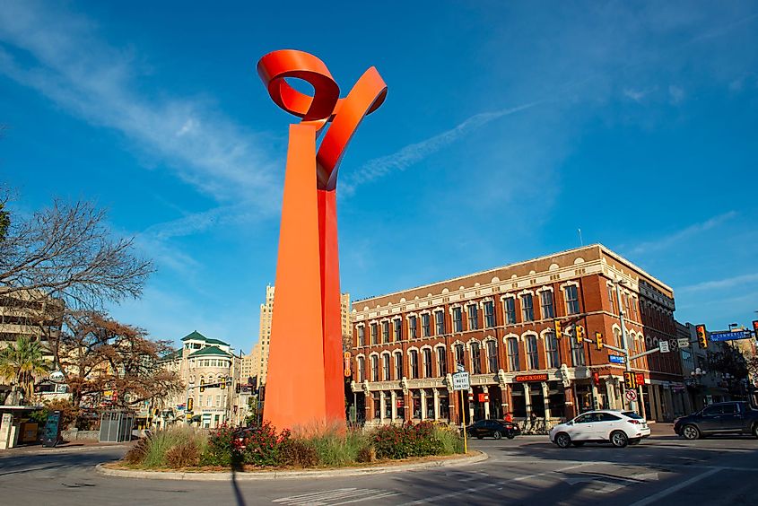 The Torch of Friendship on E Commerce Street near Alamo Plaza in San Antonio, Texas