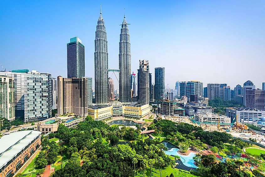 Aerial view of downtown Kuala Lumpur Malaysia