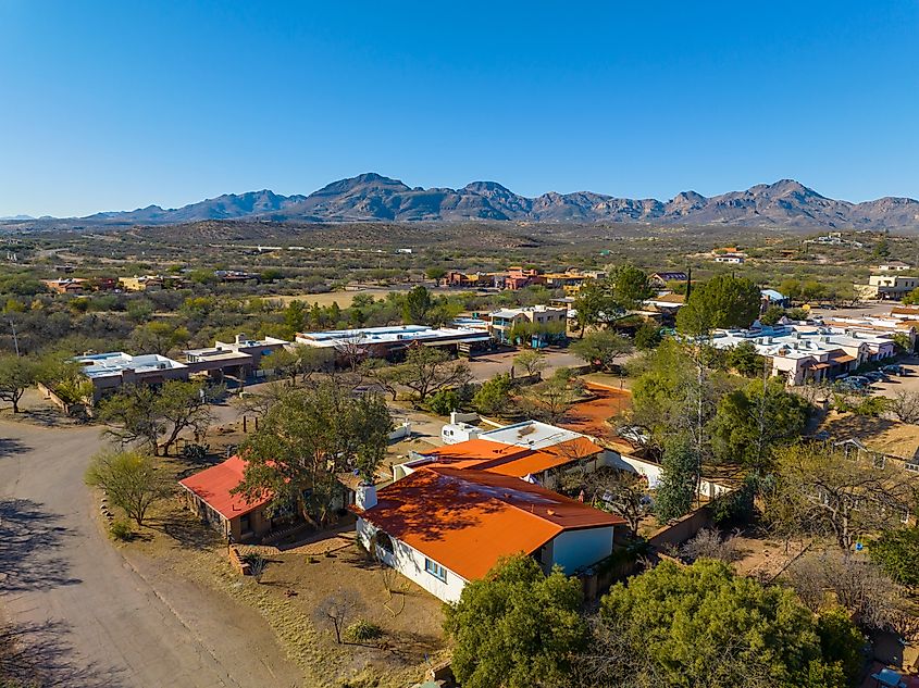 Aerial view of Tubac, Arizona.
