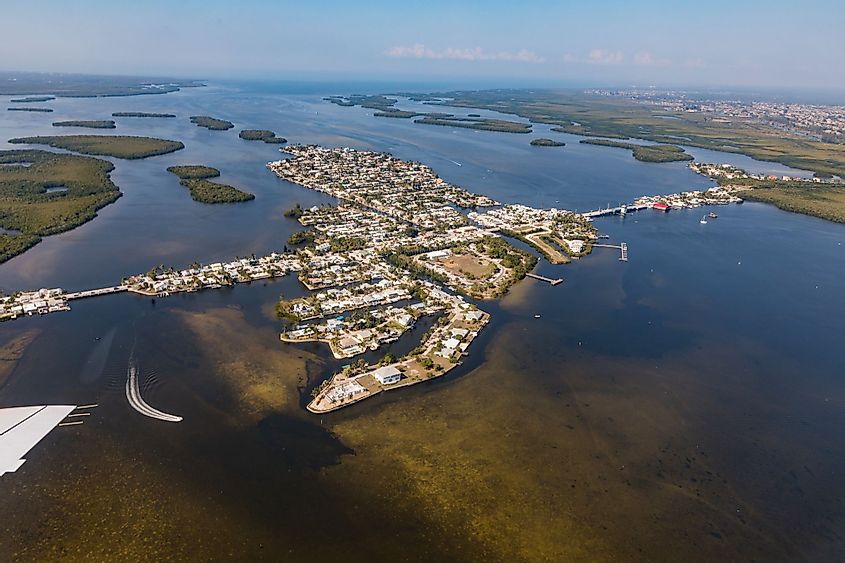 An aerial view of the historic Florida town Matlacha