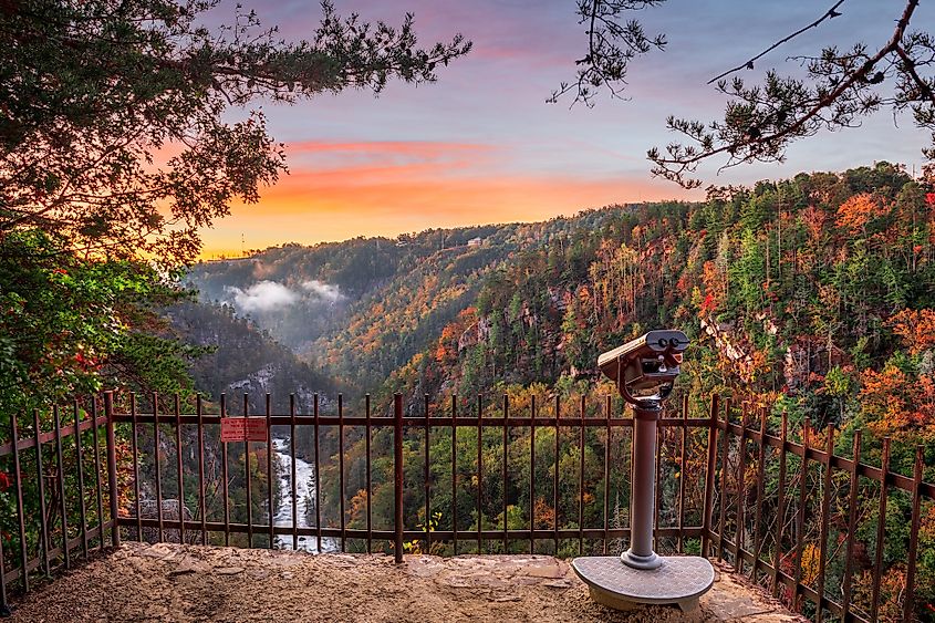 Spectacular fall colors at Tallulah Falls, Georgia.