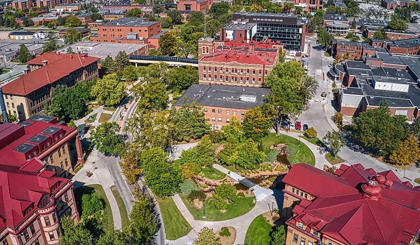 Aerial View of a Large Public University in Fargo, North Dakota