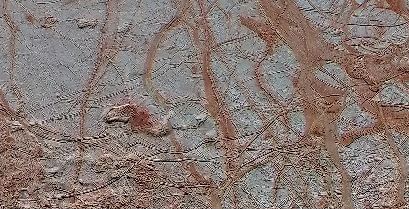 Close-up view of Europa’s surface, NASA