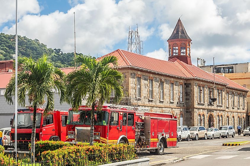 City center of caribbean town Kingstown, Saint Vincent and the Grenadines