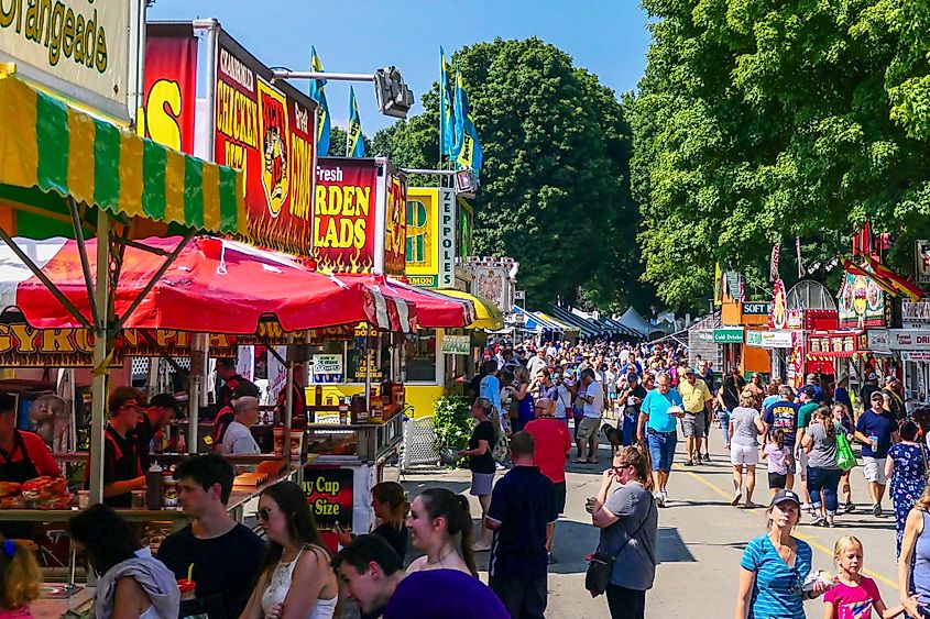 Crowds of visitors at the Duchess County Fair in Rhinebeck, New York