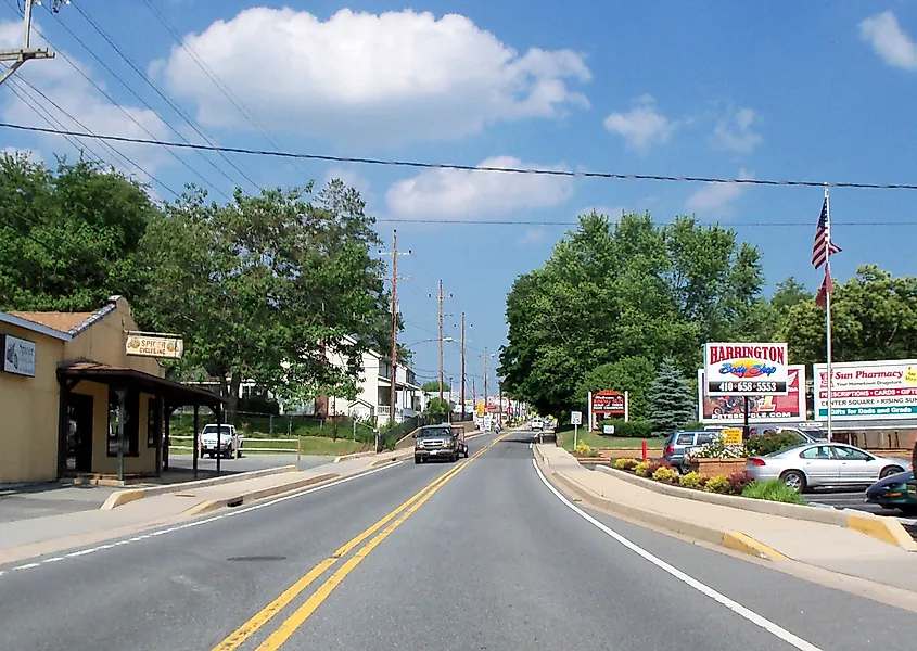 View of a street in Rising Sun, Maryland.