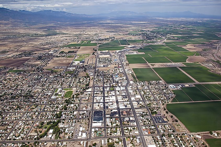 Aerial view of the town of Safford in Southeast Arizona. Tim Roberts Photography via Shutterstock