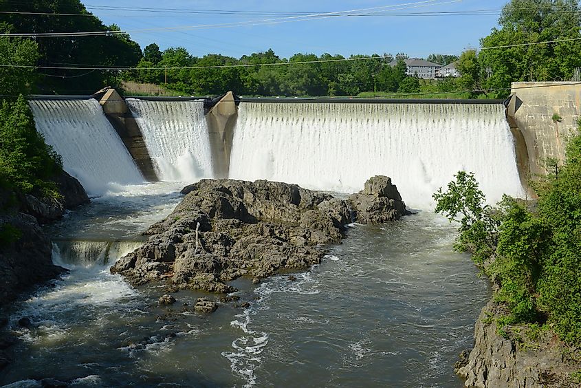 Essex Junction Dam on Winooski River in Essex Junction village, Vermont