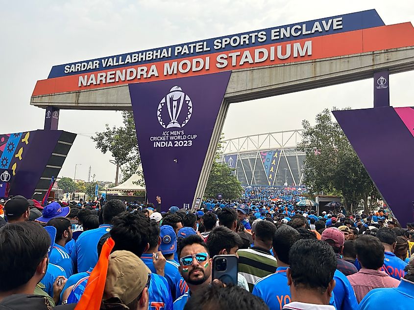 Narendra modi stadium in ahmedabad. Editorial credit: Photo For Everything / Shutterstock.com