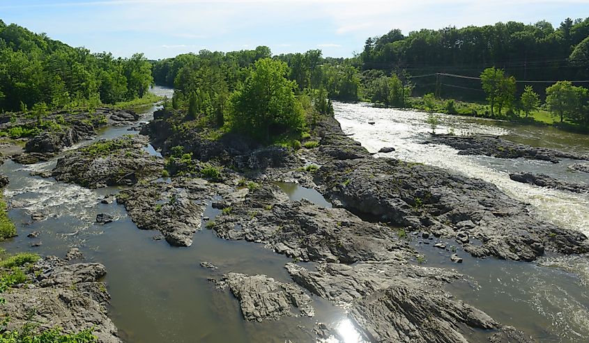 Winooski River in Essex Junction village, Vermont.