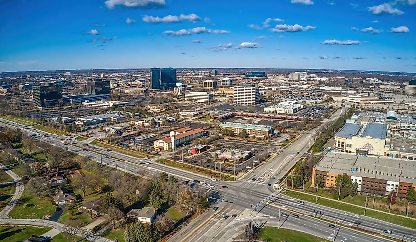 Aerial view of Schaumburg in autumn