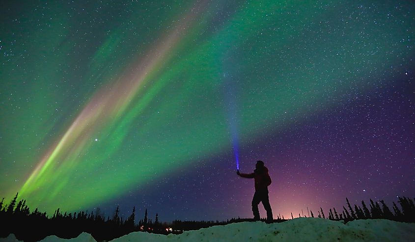 Aurora Northern Lights Night Sky Winter Fairbanks Alaska