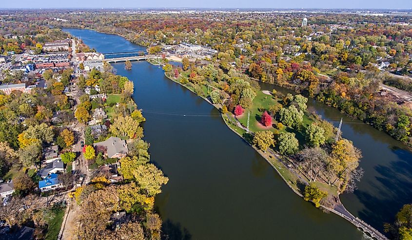 Aerial view of Geneva, Illinois